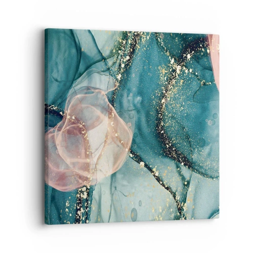 Obraz na płótnie - Jedwabny błękit, tiulowy róż - 30x30 cm