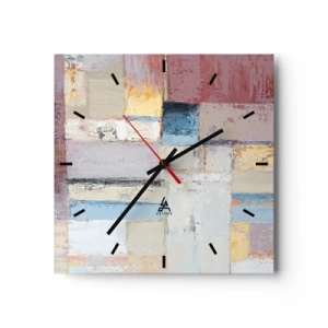 Zegar ścienny - Geometryczna kompozycja w pastelowych barwach - 30x30cm - Spokój geometrii - Nowoczesna dekoracja ścienna do salonu i sypialni ARTTOR