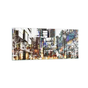 Obraz na szkle - Nowoczesny miejski pejzaż w artystycznym stylu - 120x50cm - Miasto  migotliwe - Nowoczesna dekoracja ścienna do salonu i sypialni ARTTOR