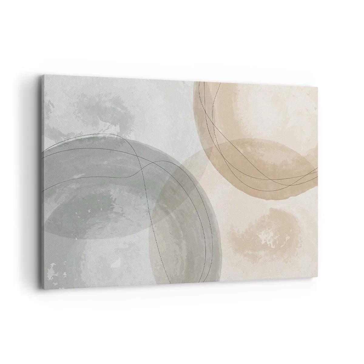 Obraz na płótnie - Abstrakcyjna kompozycja w pastelowych barwach z liniami - 120x80cm - Przenikanie światów - Nowoczesna dekoracja ścienna do salonu, kuchni i sypialni ARTTOR