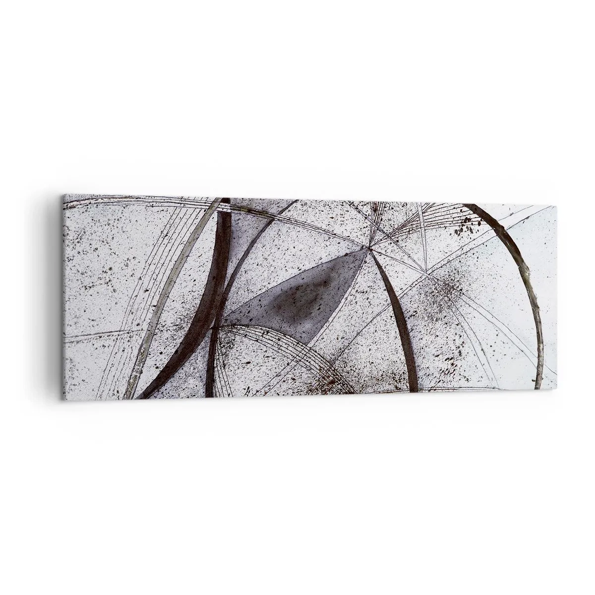 Obraz na płótnie - Abstrakcyjne linie i kształty w odcieniach szarości i czerni - 140x50cm - Futurystyczna fantazja - Nowoczesna dekoracja ścienna do salonu i sypialni ARTTOR