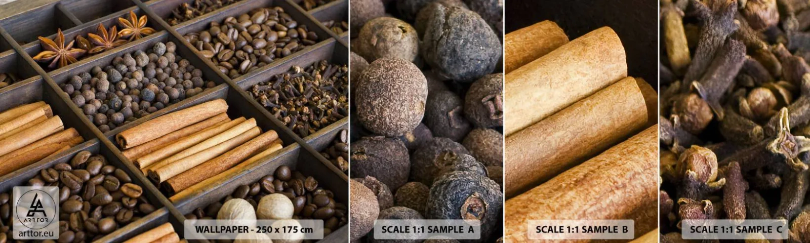 Fototapeta Próbka Standard Eco - Skarbiec aromatów - Przyprawy, Kawa, Cynamon - 100x30 cm