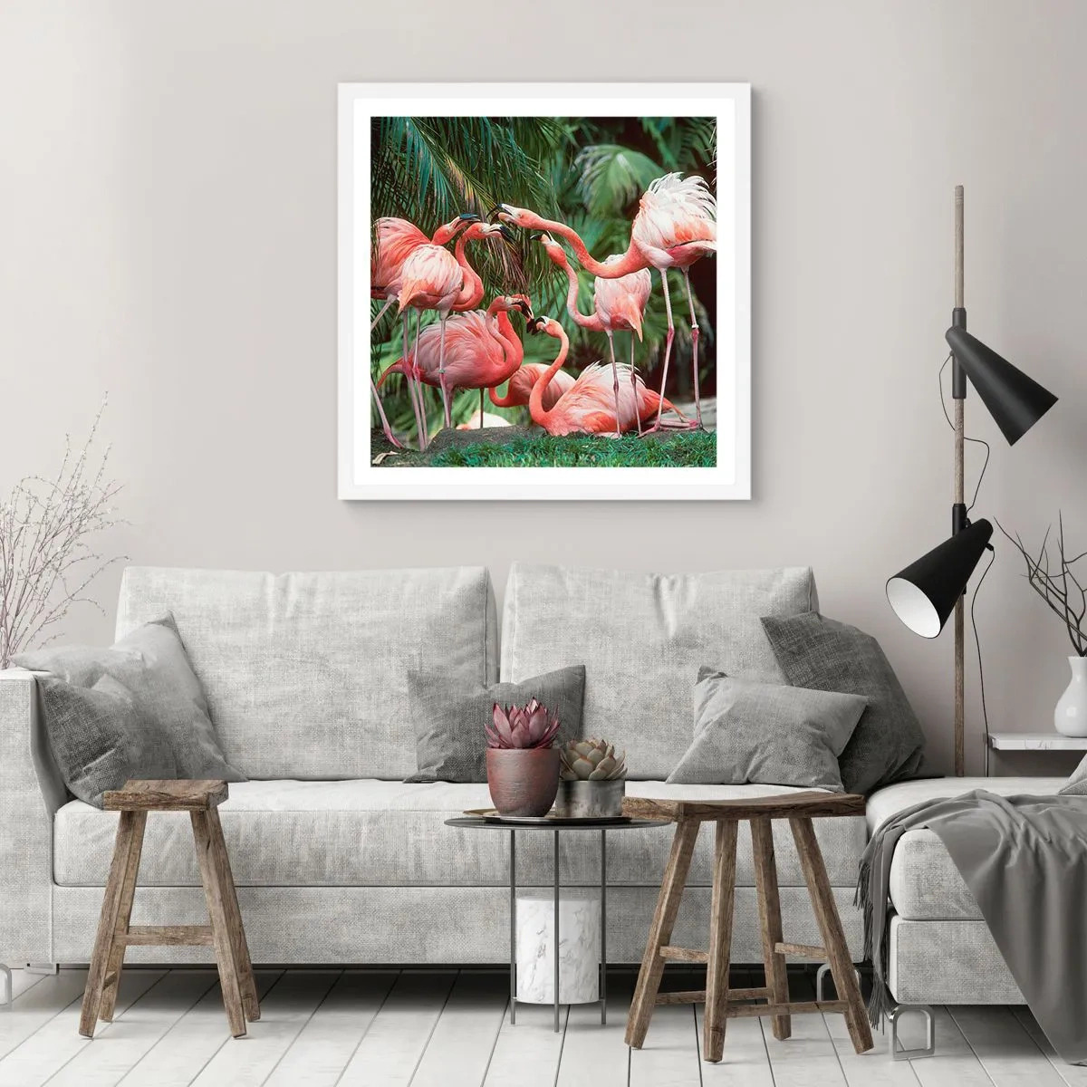 Plakat w białej ramie - Popołudniowe ploteczki - 40x40 cm