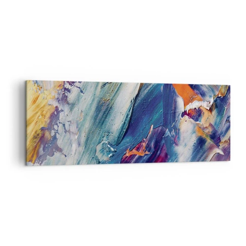 Obraz na płótnie - Kolorowa abstrakcja z fakturą farby akrylowej - 140x50cm - Zamęt koloru - Nowoczesna dekoracja ścienna do salonu i sypialni ARTTOR