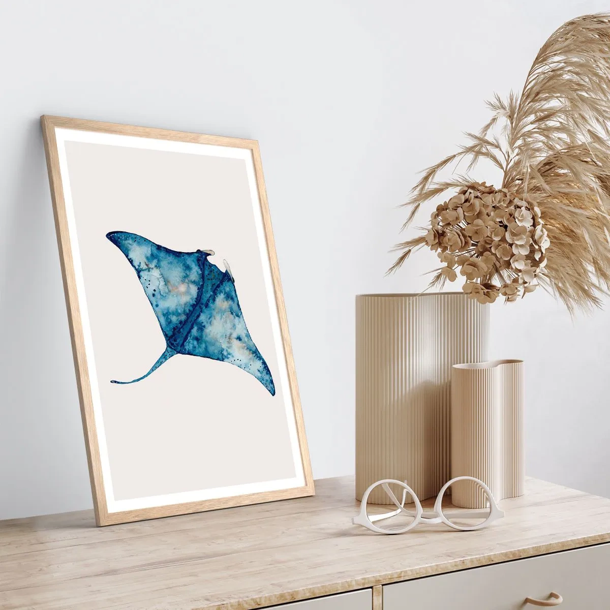 Plakat w ramie jasny dąb - Życie w błękicie - 70x100 cm