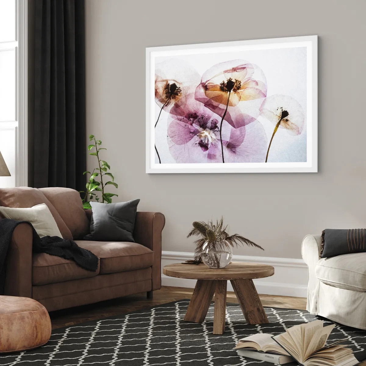 Plakat w białej ramie - Kwiatów ciała przezrocze - 50x40 cm