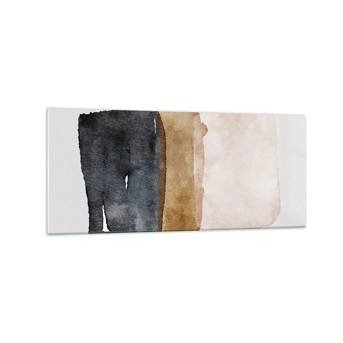 Obraz na szkle - Minimalistyczna kompozycja trzech prostokątów w ziemistych odcieniach - 120x50cm - Kompozycja barw ziemi - Nowoczesna dekoracja ścienna do salonu i sypialni ARTTOR