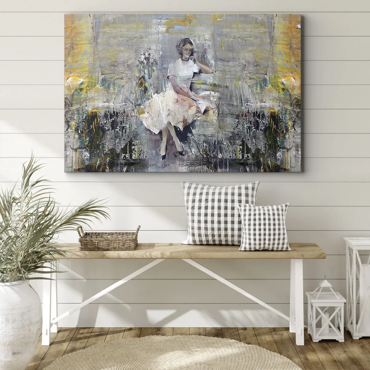 Obraz na płótnie - Artystyczny portret kobiety w pastelowych barwach - 70x50cm - Klasyczna i nowoczesna - Nowoczesna dekoracja ścienna do salonu i sypialni ARTTOR