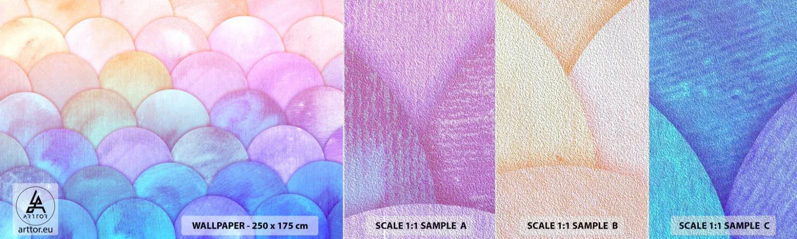 Fototapeta Próbka Premium Sand - Perłowa łuska - Pastelowe, Bąbelki, Łuski - 100x30 cm