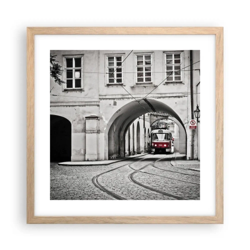 Plakat w ramie jasny dąb - Przez miejski labirynt - 40x40 cm