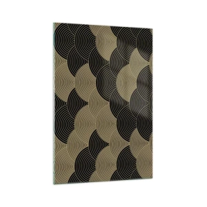 Obraz na szkle - Wzór w stylu art deco z półokręgami i złotymi liniami - 70x100cm - Jedność w wielości - Nowoczesna dekoracja ścienna do salonu i sypialni ARTTOR