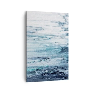 Obraz na płótnie - Abstrakcyjne niebieskie i białe smugi przypominające sople lodu - 80x120cm - Sople błękitu - Nowoczesna dekoracja ścienna do salonu i sypialni ARTTOR