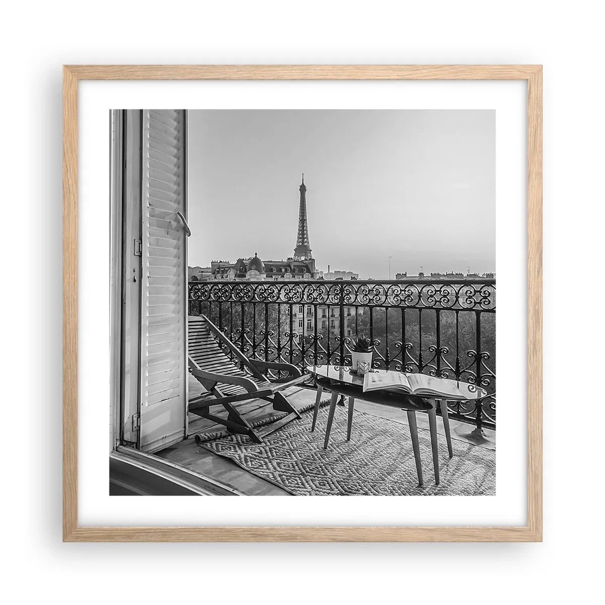 Plakat w ramie jasny dąb - Paryskie popołudnie - 50x50 cm