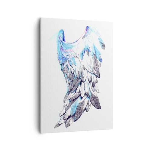 Obraz na płótnie - Ilustracja skrzydła z piór w technice akwareli - 50x70cm - Trzeba mi skrzydeł - Nowoczesna dekoracja ścienna do salonu, kuchni i sypialni ARTTOR