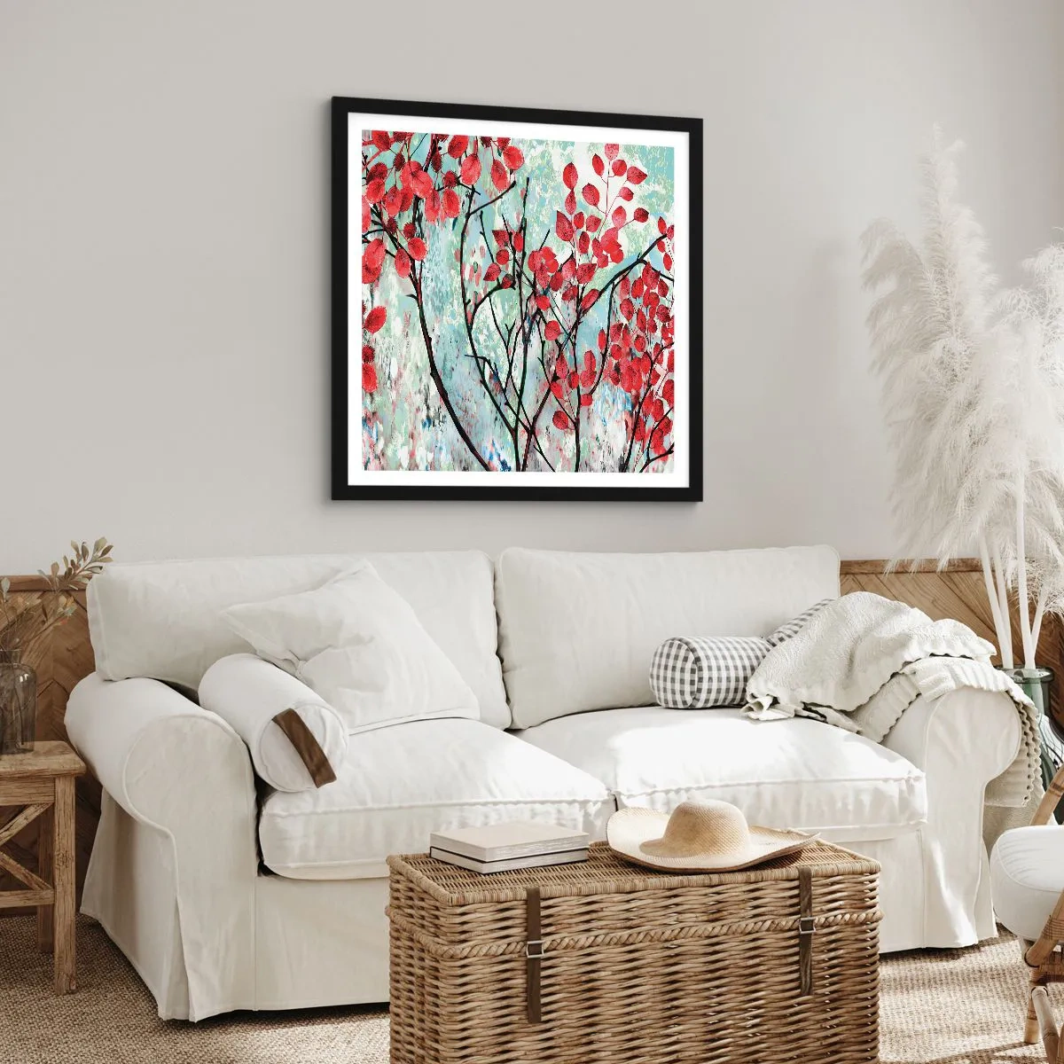Plakat w czarnej ramie - Drzewo w szkarłacie - 30x30 cm