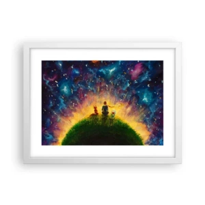 Plakat w białej ramie - Miłość i przyjaźń - cały świat - 40x30 cm