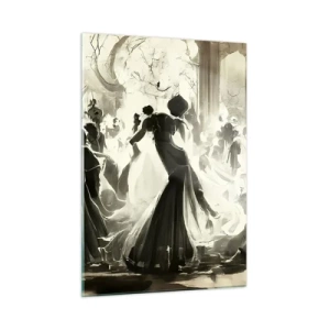 Obraz na szkle - Balowa scena w stylu retro z tańczącymi postaciami - 50x70cm - Wielka maskarada - Nowoczesna dekoracja ścienna do salonu, kuchni i sypialni ARTTOR
