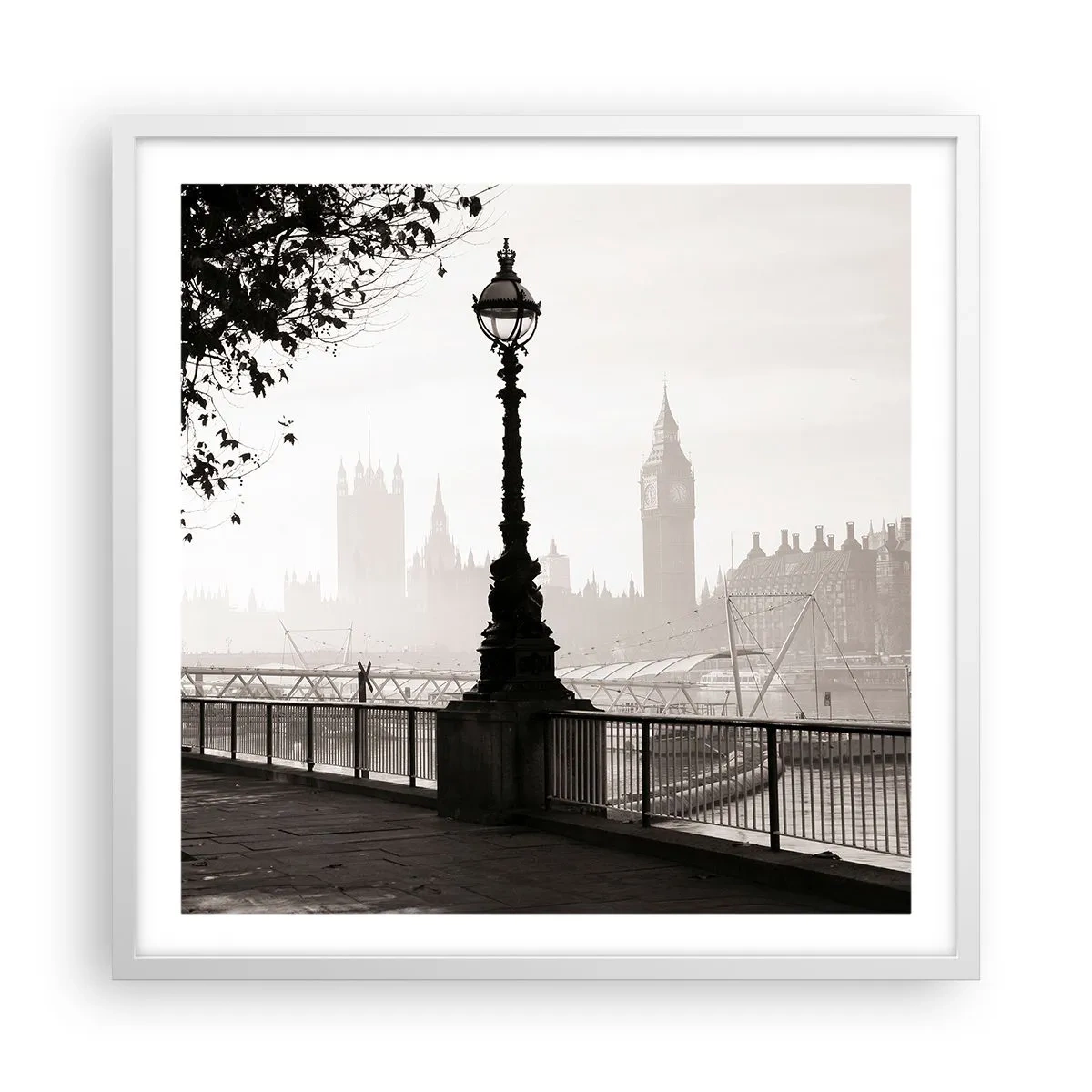 Plakat w białej ramie - Londyński poranek - 60x60 cm