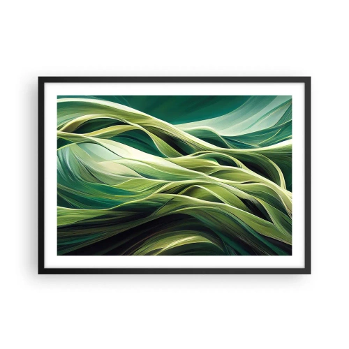 Plakat w czarnej ramie - Dynamiczne linie w odcieniach zieleni - 70x50cm - Abstrakcyjna gra w zielone - Nowoczesna dekoracja ścienna do salonu i sypialni ARTTOR