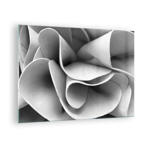 Obraz na szkle - Czarno-białe zbliżenie na abstrakcyjne, spiralne formy - 70x50cm - Dzieje się w przestrzeni - Nowoczesna dekoracja ścienna do salonu i sypialni ARTTOR