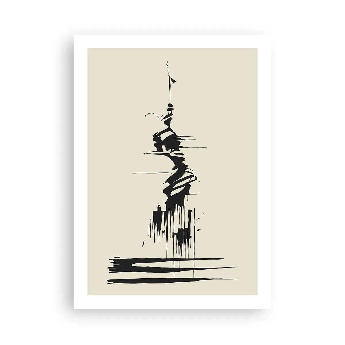 Plakat - Abstrakcyjny rysunek przedstawiający postać na tle falującej linii - 50x70cm - Abstrakcja pośpieszna - Nowoczesna dekoracja ścienna do salonu, kuchni i sypialni ARTTOR