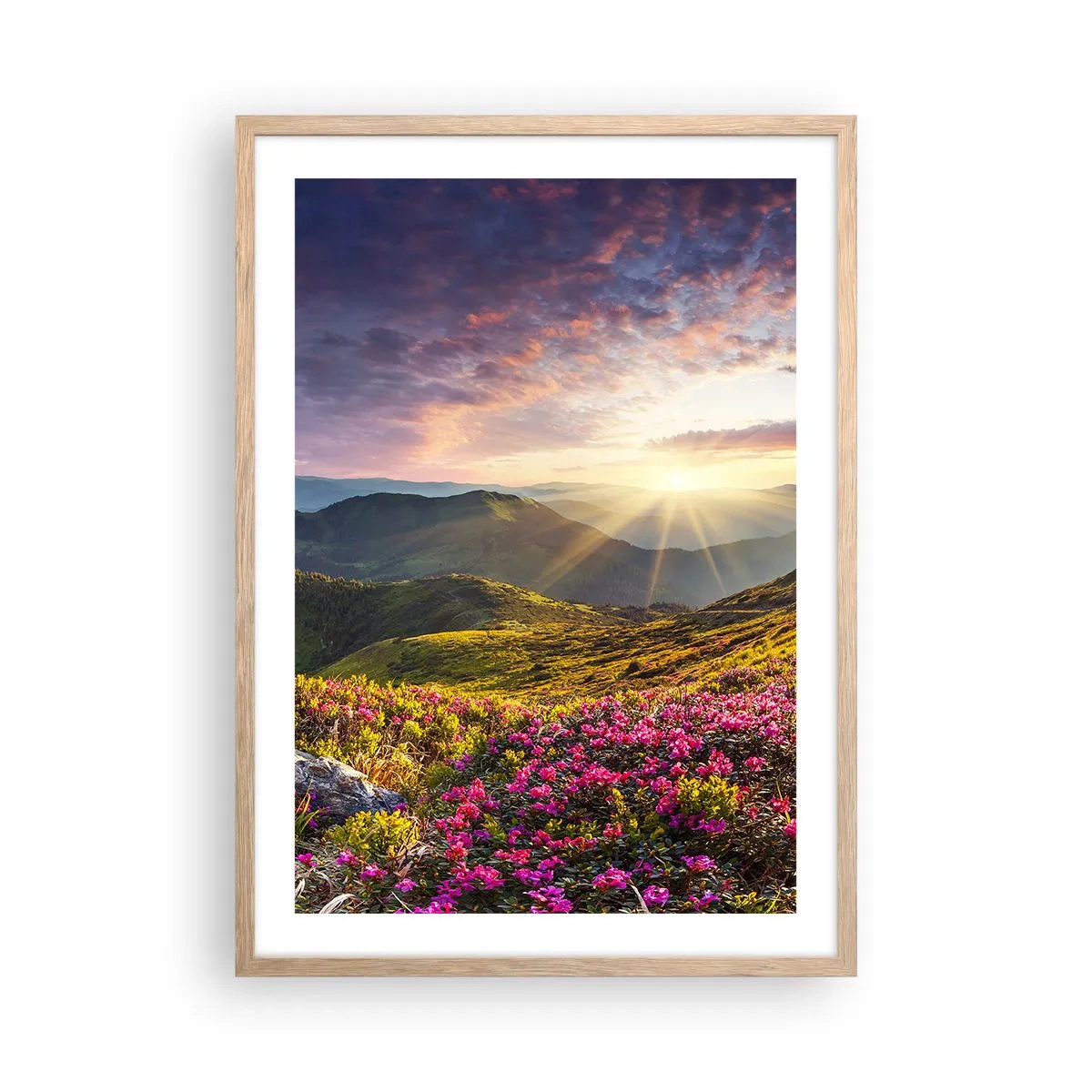 Plakat w ramie jasny dąb - Świeżość górskiego poranka - 50x70 cm