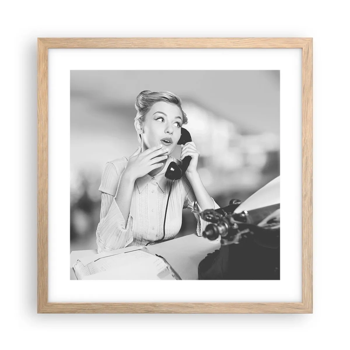 Plakat w ramie jasny dąb - Halo, tu lata 50. - 40x40 cm