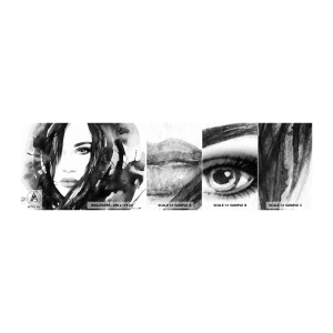 Fototapeta Próbka Samoprzylepna Deluxe Sticker - Portret damy w czerni i bieli - Abstrakcja, Kobieca Twarz, Portret - 100x30 cm