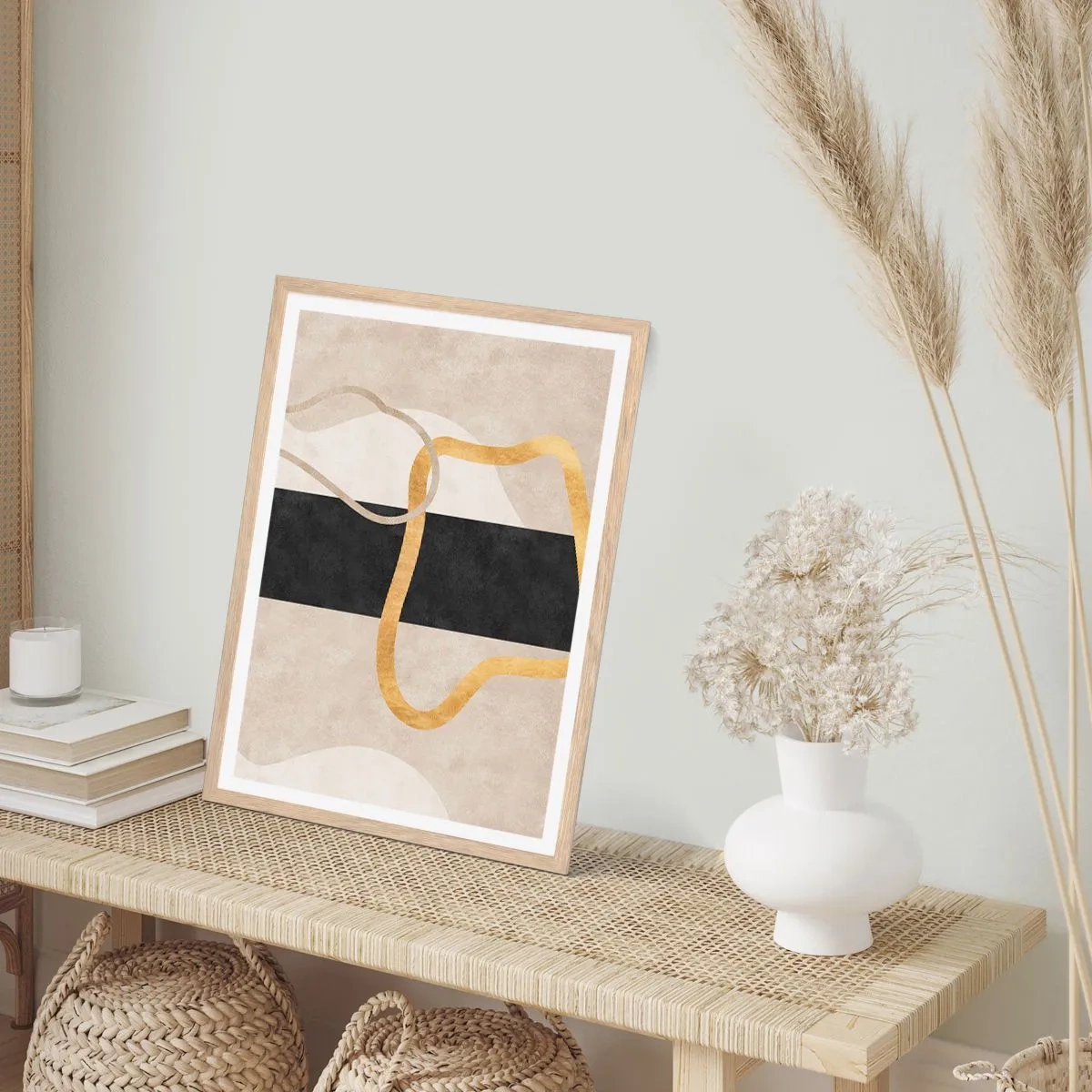 Plakat w ramie jasny dąb - Kształty zapętlone - 50x70 cm