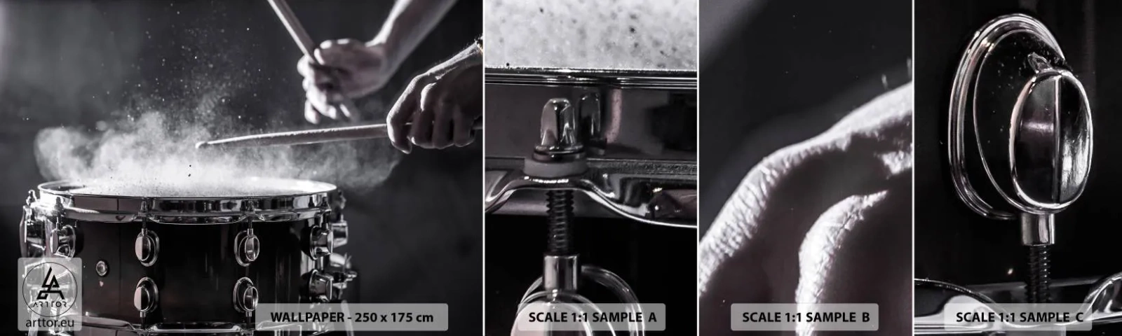 Fototapeta Próbka Samoprzylepna Deluxe Sticker - Puls muzyki - Muzyka, Instrument Muzyczny, Werbel - 100x30 cm