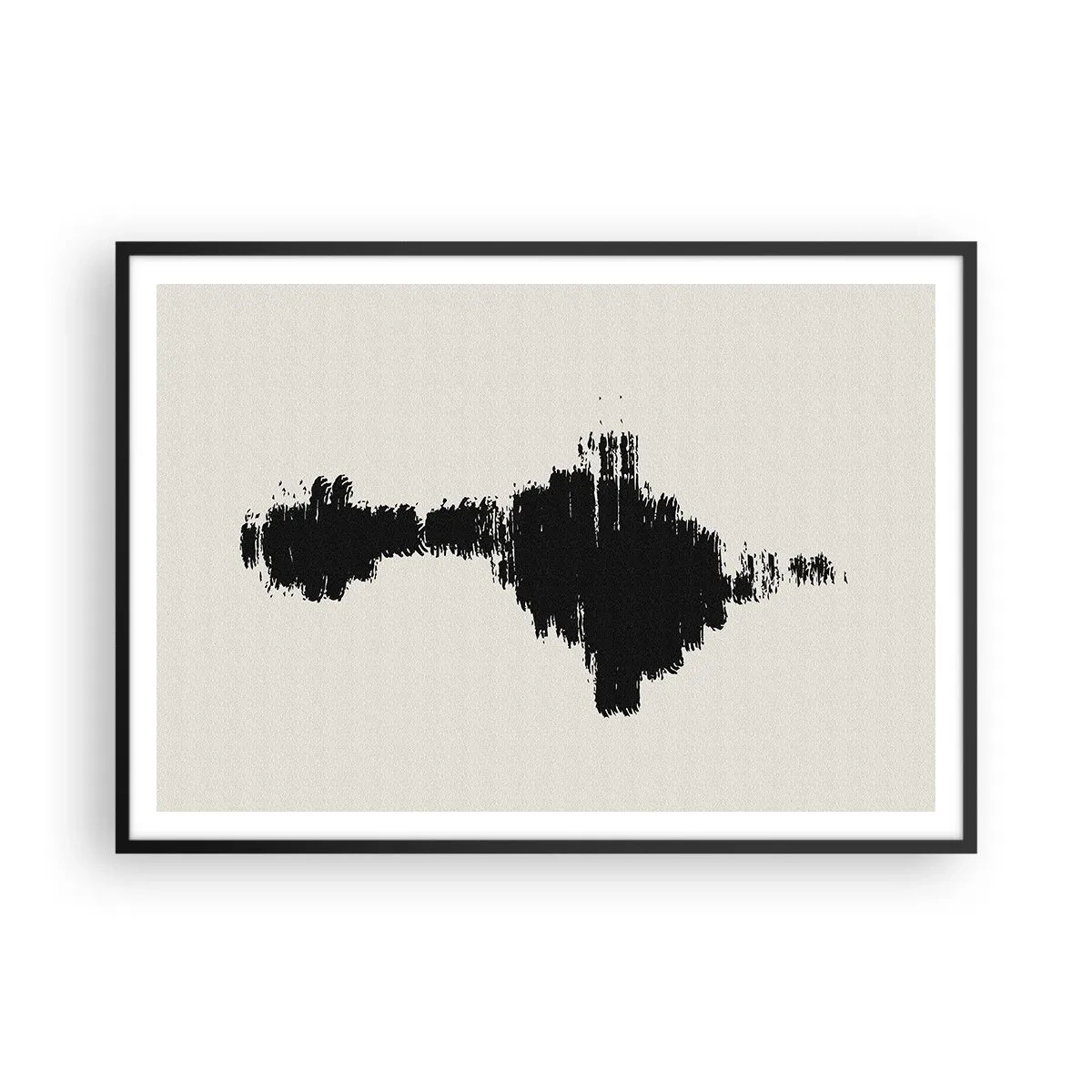 Plakat w czarnej ramie - Abstrakcyjny motyw przypominający falę dźwiękową w minimalistycznym stylu - 100x70cm - Drgania wyobraźni - Nowoczesna dekoracja ścienna do salonu i sypialni ARTTOR