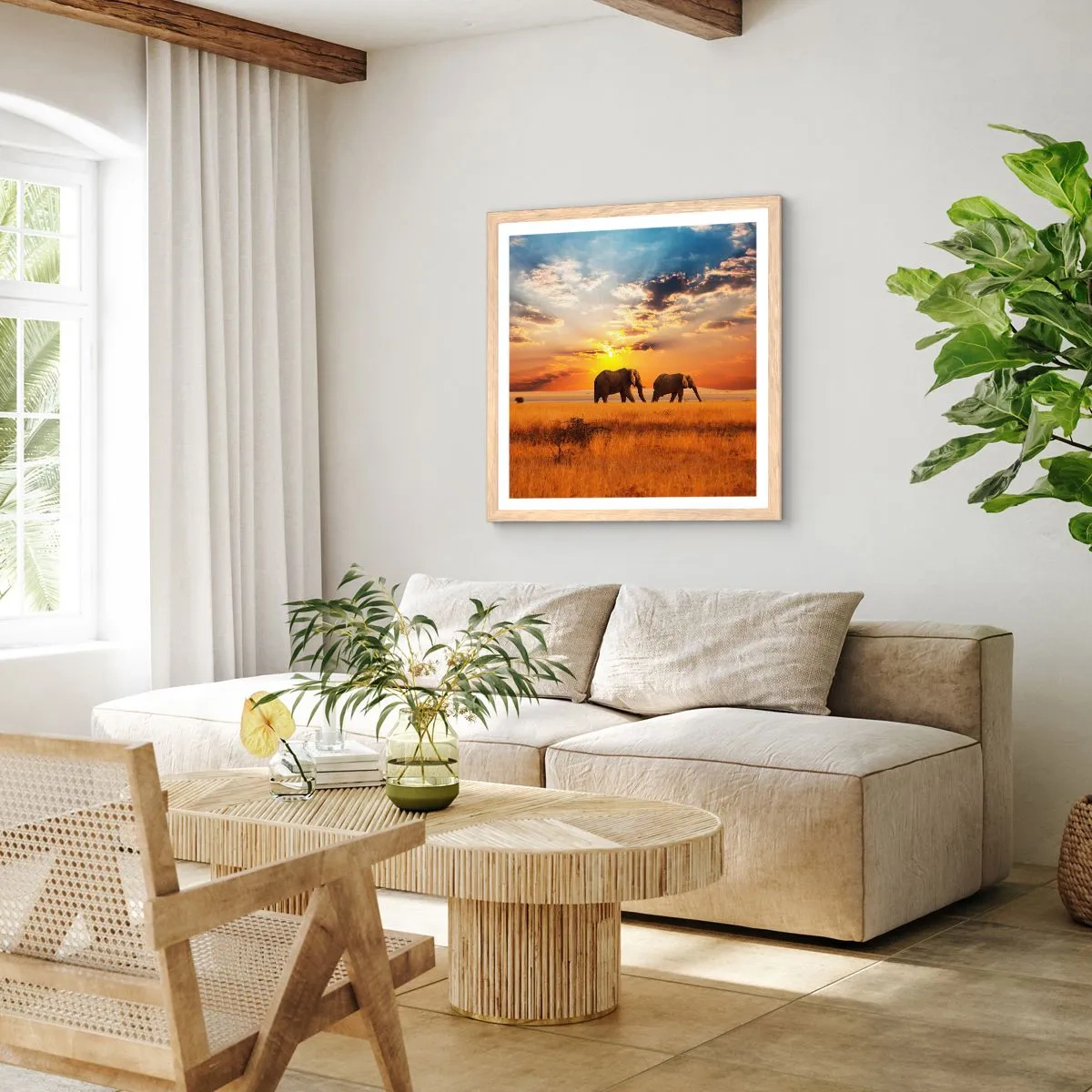 Plakat w ramie jasny dąb - Rodzinna przechadzka - 30x30 cm