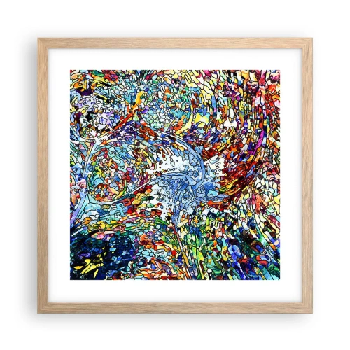 Plakat w ramie jasny dąb - Witraż kroplisty - 40x40 cm