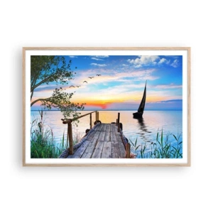 Plakat w ramie jasny dąb - Dobry wieczór - 100x70 cm