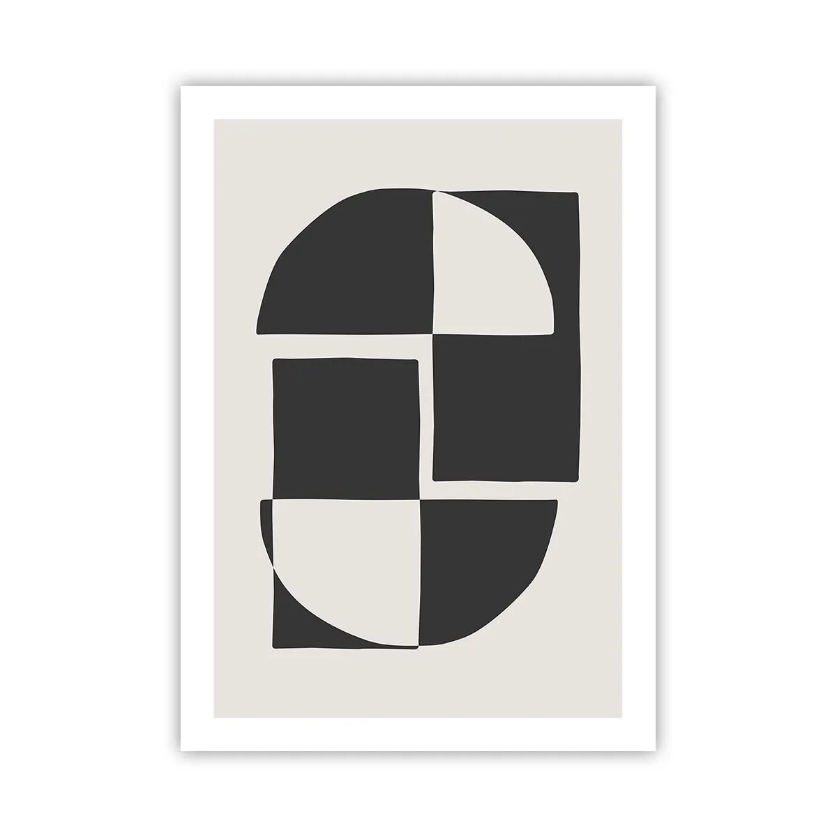 Plakat - Geometryczna kompozycja w czerni i bieli - 50x70cm - Antyteza – synteza - Nowoczesna dekoracja ścienna do salonu, kuchni i sypialni ARTTOR