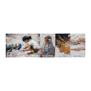 Fototapeta Próbka Premium Canvas - Maluczcy i najmilsi - Dziewczynka, Gołębie, Dla Dzieci - 100x30 cm