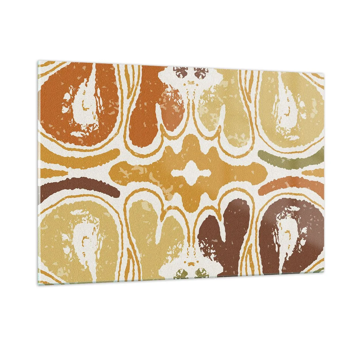 Obraz na szkle - Symetryczna abstrakcja w ciepłych barwach ziemi - 120x80cm - Abstrakcja sentymentalna - Nowoczesna dekoracja ścienna do salonu, kuchni i sypialni ARTTOR