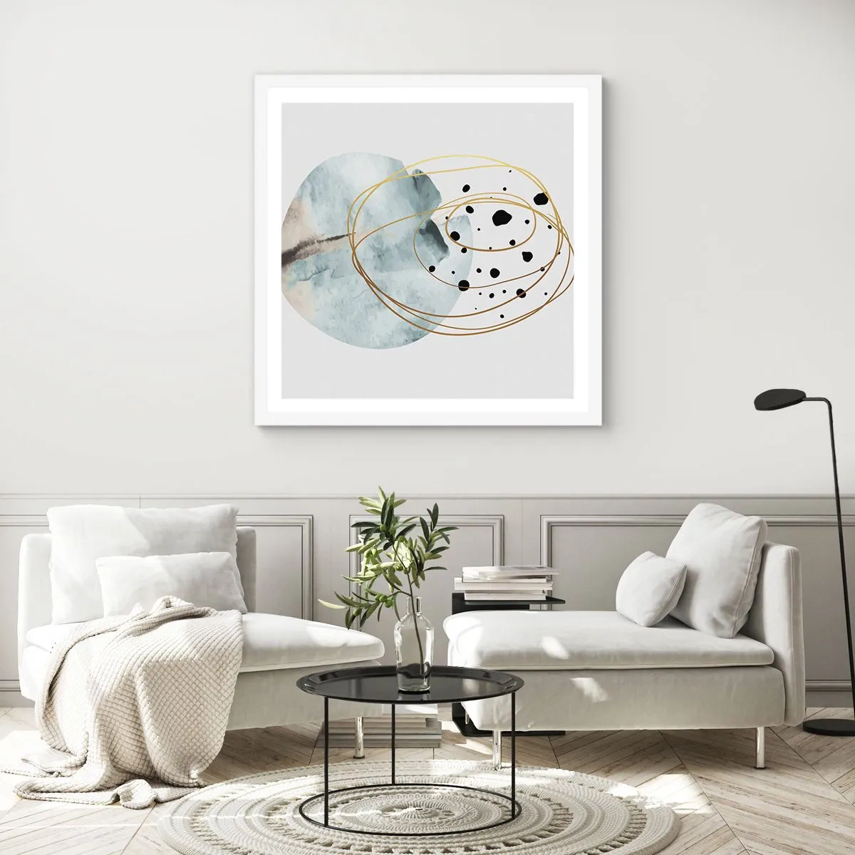 Plakat w białej ramie - W objęciach przestrzeni - 50x50 cm