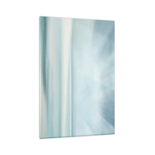 Obraz na szkle - Minimalistyczny pejzaż w delikatnych odcieniach błękitu - 80x120cm - Spokój aż po horyzont - Nowoczesna dekoracja ścienna do salonu i sypialni ARTTOR
