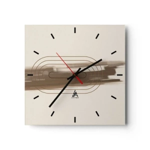 Zegar ścienny - Minimalistyczna kompozycja w odcieniach beżu i szarości z geometrycznym wzorem - 30x30cm - Powiew szarości - Nowoczesna dekoracja ścienna do salonu i sypialni ARTTOR