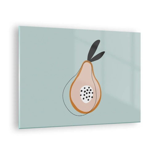 Obraz na szkle - Abstrakcyjna ilustracja gruszki w stylu minimalistycznym - 70x50cm - Przeniknąć w naturę rzeczy - Nowoczesna dekoracja ścienna do salonu i sypialni ARTTOR