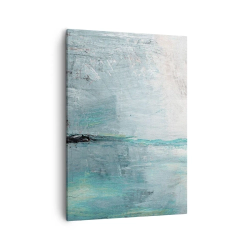 Obraz na płótnie - Abstrakcyjny krajobraz w odcieniach błękitu i bieli - 50x70cm - Horyzontalnie w błękicie - Nowoczesna dekoracja ścienna do salonu, kuchni i sypialni ARTTOR
