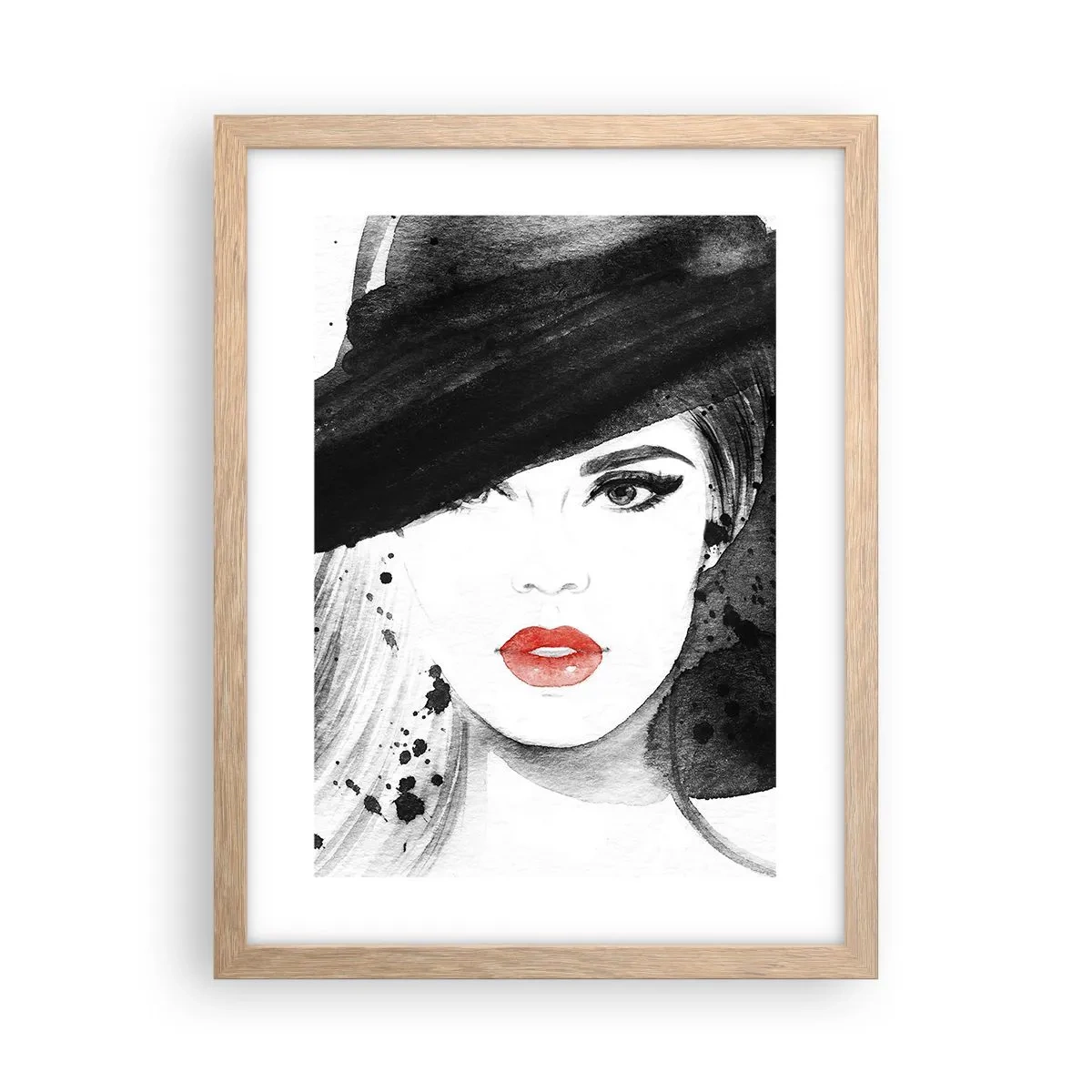 Plakat w ramie jasny dąb - Dama w czerni - 30x40 cm