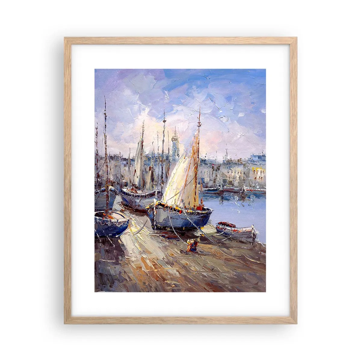 Plakat w ramie jasny dąb - Miasto nad zatoką - 40x50 cm