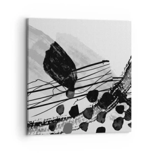 Obraz na płótnie - Czarno-biała abstrakcja organiczna - 70x70 cm