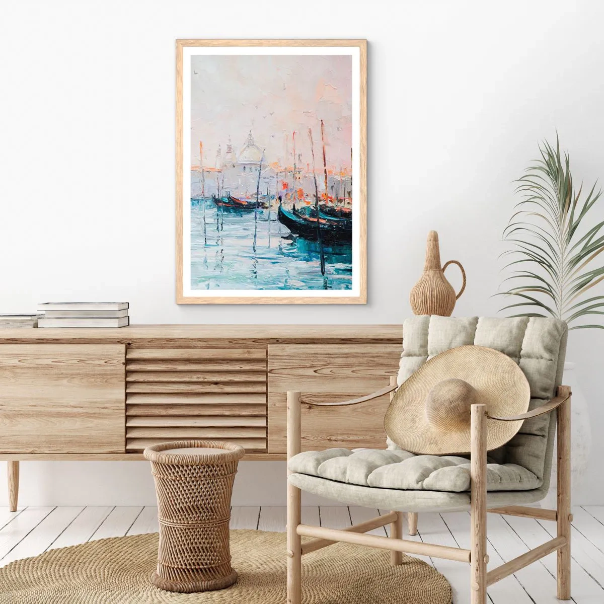 Plakat w ramie jasny dąb - Za wodą, za mgłą - 61x91 cm