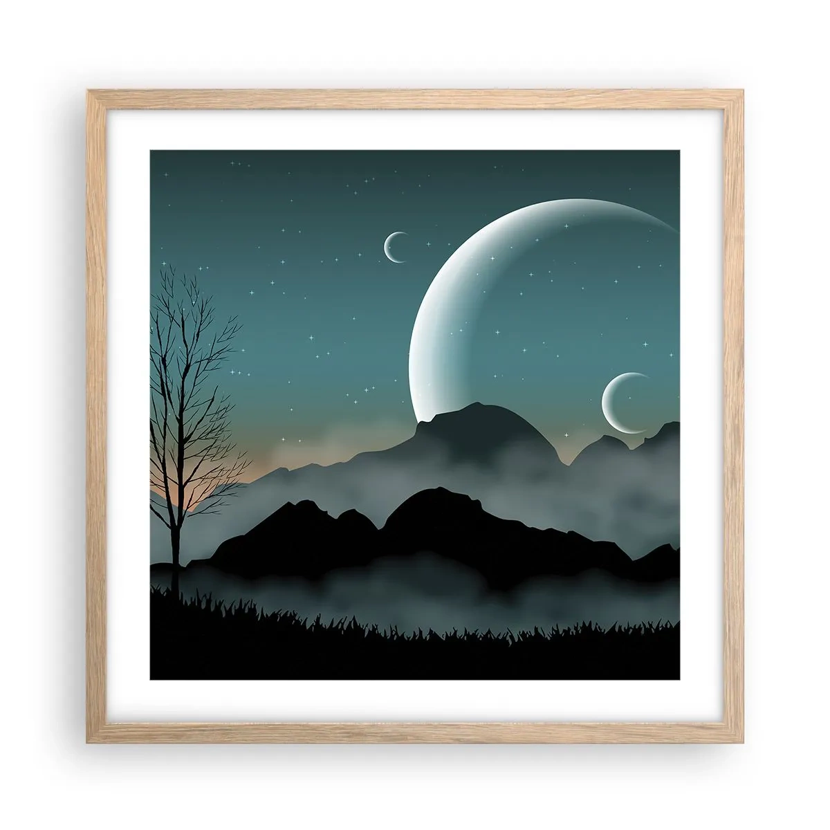 Plakat w ramie jasny dąb - Karnawał gwiaździstej nocy - 50x50 cm