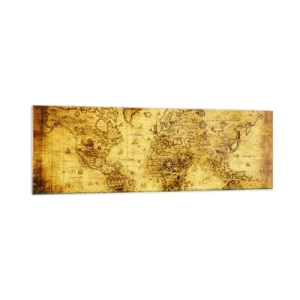 Obraz na szkle - Starożytna mapa świata w stylu vintage - 160x50cm - Dziwny jest ten świat - Nowoczesna dekoracja ścienna do salonu i sypialni ARTTOR