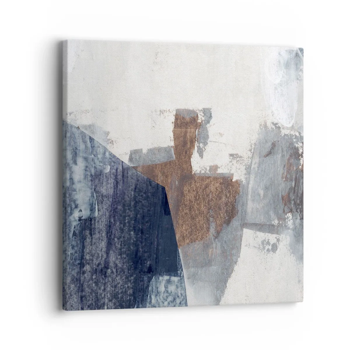 Obraz na płótnie - Błękitno-brunatne kształty - 40x40 cm