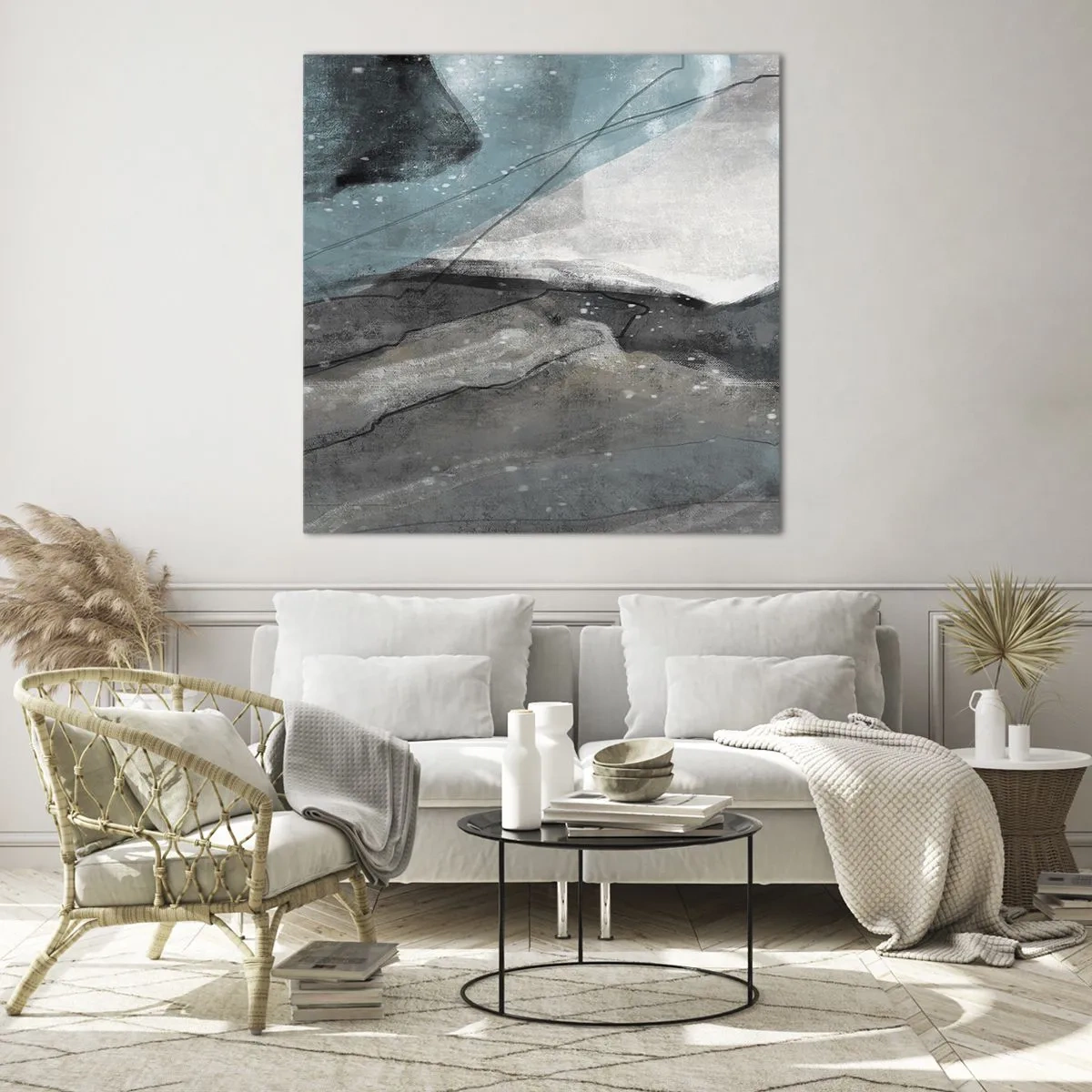 Obraz na szkle - Abstrakcja: skały i lód - 40x40 cm